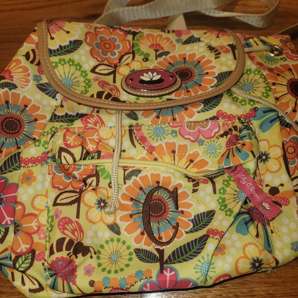 Small Monogrammed Lily Bloom Drawstring Back Pack - image 2